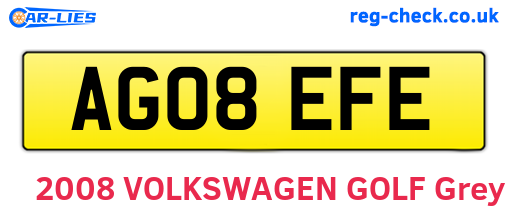 AG08EFE are the vehicle registration plates.