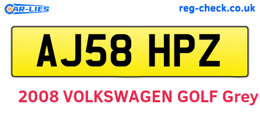 AJ58HPZ are the vehicle registration plates.