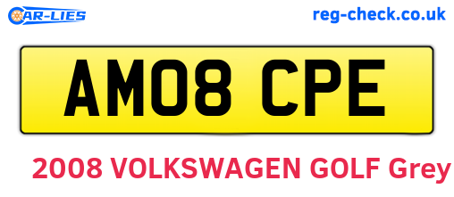 AM08CPE are the vehicle registration plates.