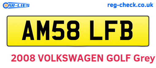 AM58LFB are the vehicle registration plates.