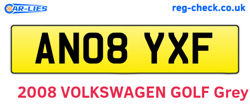 AN08YXF are the vehicle registration plates.