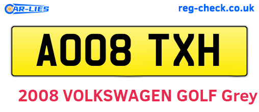 AO08TXH are the vehicle registration plates.