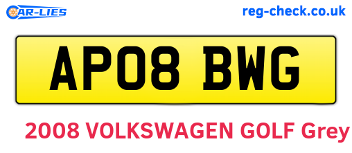 AP08BWG are the vehicle registration plates.