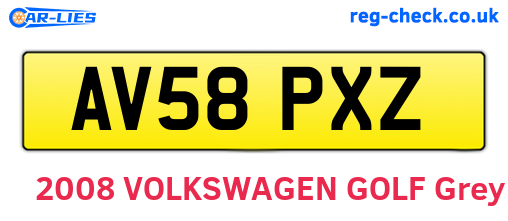 AV58PXZ are the vehicle registration plates.