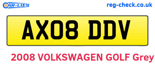 AX08DDV are the vehicle registration plates.