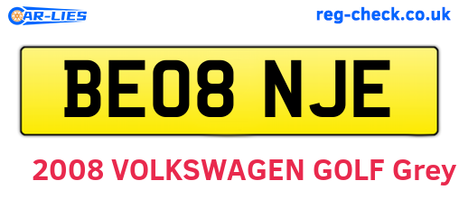 BE08NJE are the vehicle registration plates.