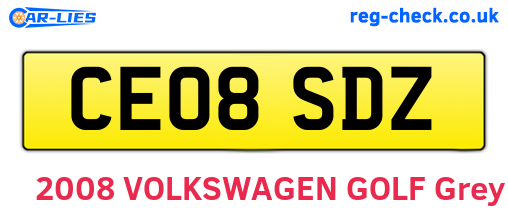 CE08SDZ are the vehicle registration plates.