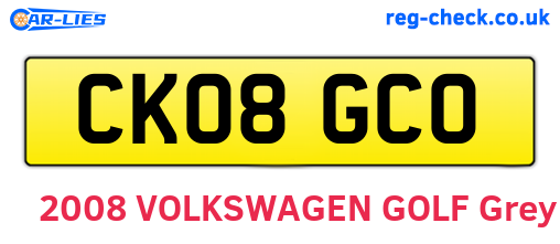 CK08GCO are the vehicle registration plates.
