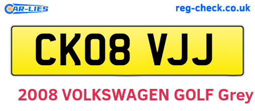 CK08VJJ are the vehicle registration plates.