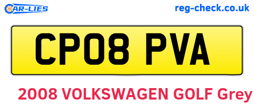 CP08PVA are the vehicle registration plates.