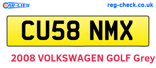 CU58NMX are the vehicle registration plates.