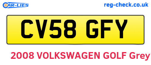 CV58GFY are the vehicle registration plates.