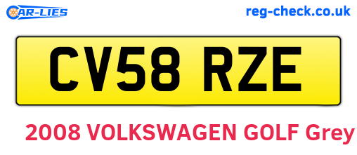 CV58RZE are the vehicle registration plates.