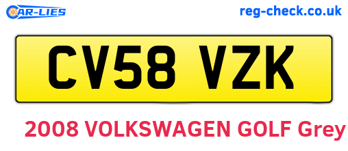 CV58VZK are the vehicle registration plates.