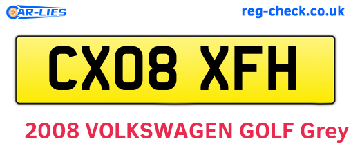 CX08XFH are the vehicle registration plates.