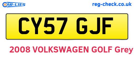 CY57GJF are the vehicle registration plates.