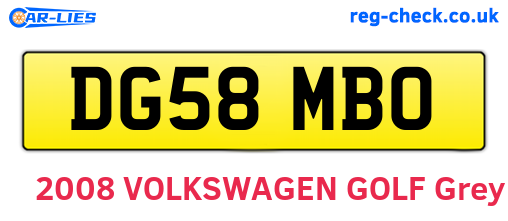 DG58MBO are the vehicle registration plates.