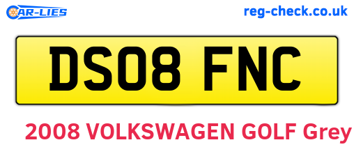 DS08FNC are the vehicle registration plates.