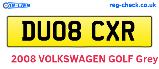 DU08CXR are the vehicle registration plates.