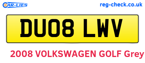 DU08LWV are the vehicle registration plates.