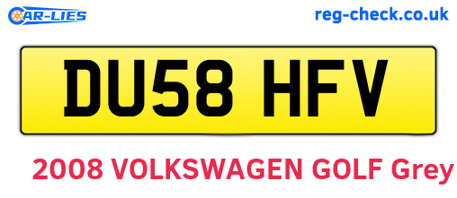 DU58HFV are the vehicle registration plates.