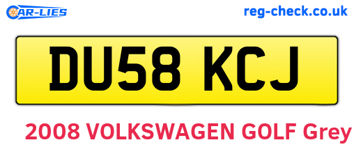 DU58KCJ are the vehicle registration plates.