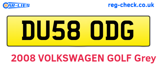 DU58ODG are the vehicle registration plates.