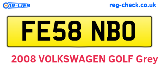FE58NBO are the vehicle registration plates.