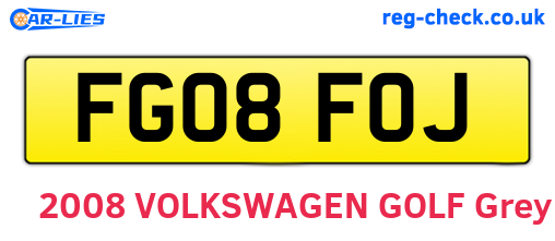 FG08FOJ are the vehicle registration plates.