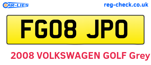 FG08JPO are the vehicle registration plates.