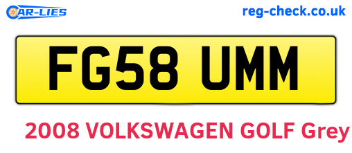 FG58UMM are the vehicle registration plates.