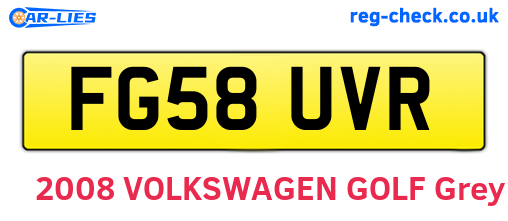 FG58UVR are the vehicle registration plates.