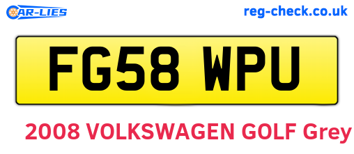 FG58WPU are the vehicle registration plates.