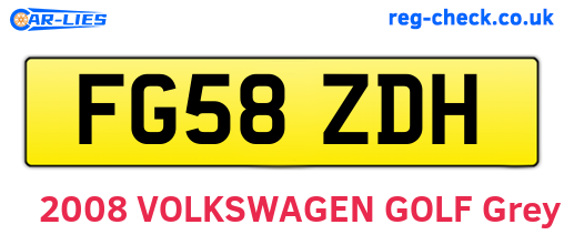 FG58ZDH are the vehicle registration plates.