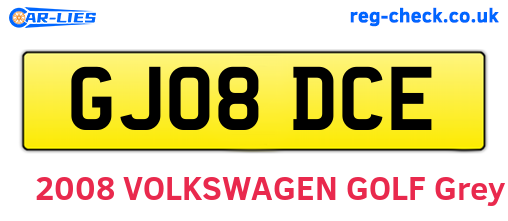 GJ08DCE are the vehicle registration plates.