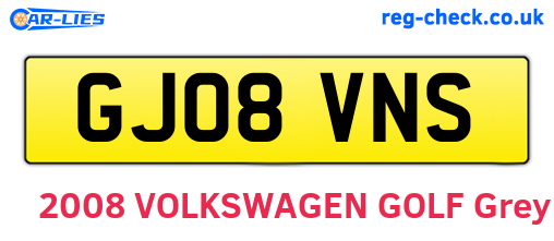 GJ08VNS are the vehicle registration plates.