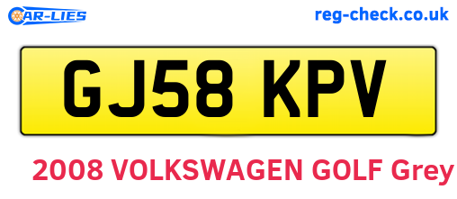 GJ58KPV are the vehicle registration plates.