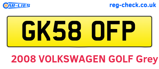GK58OFP are the vehicle registration plates.