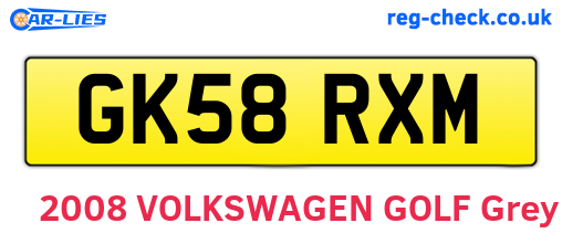 GK58RXM are the vehicle registration plates.