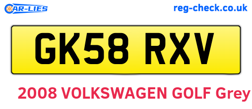 GK58RXV are the vehicle registration plates.
