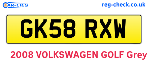 GK58RXW are the vehicle registration plates.