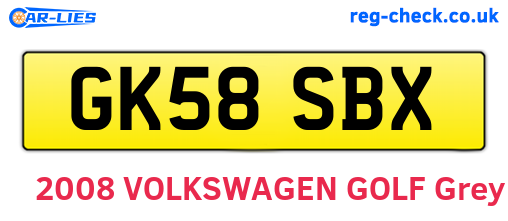 GK58SBX are the vehicle registration plates.