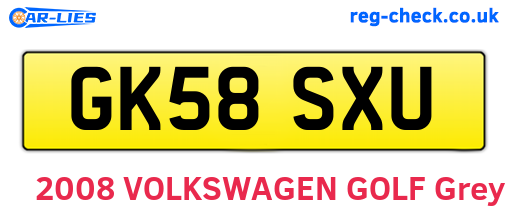GK58SXU are the vehicle registration plates.