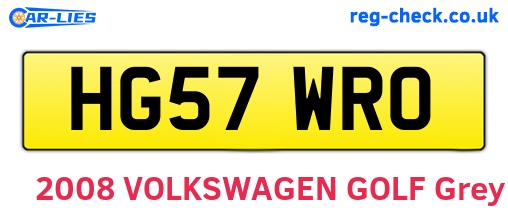 HG57WRO are the vehicle registration plates.