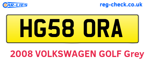 HG58ORA are the vehicle registration plates.
