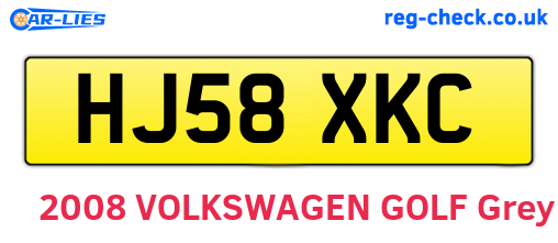HJ58XKC are the vehicle registration plates.