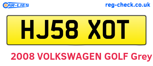 HJ58XOT are the vehicle registration plates.