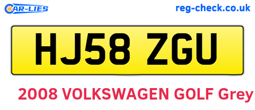 HJ58ZGU are the vehicle registration plates.