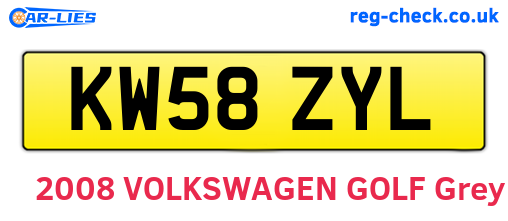 KW58ZYL are the vehicle registration plates.
