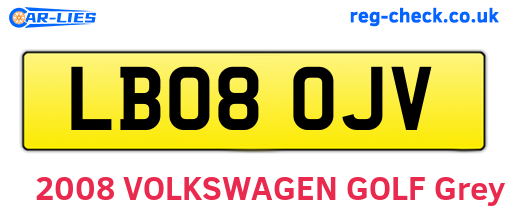 LB08OJV are the vehicle registration plates.